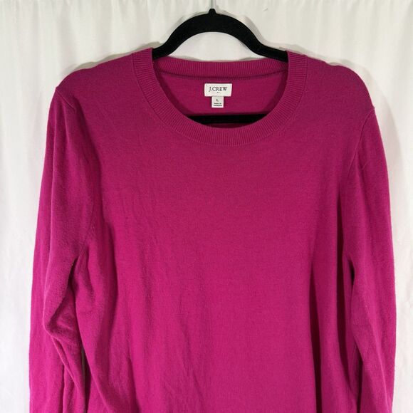 J. Crew Sweater Women's Large Pink Merino Wool Blend Long Sleeve Pullover - Picture 2 of 16